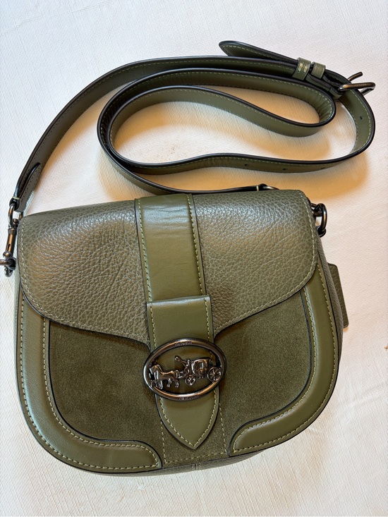 Coach Handbags - Olive Green vintage and rare Coach Leather & Suede Crossbody Bag
